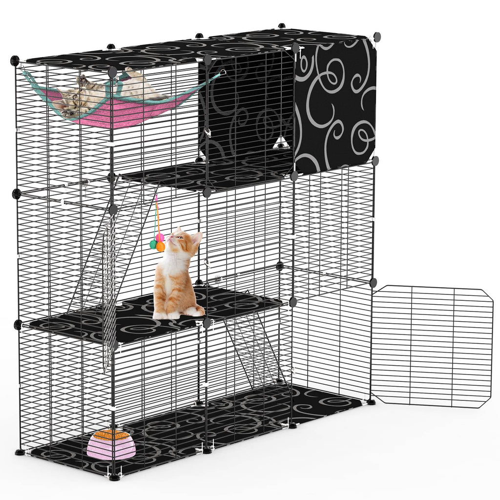 3-Tier Cat Cage Playpen with Hammock & Ladder
