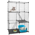 3-Tier Metal Cat Playpen with Doors & Ladders