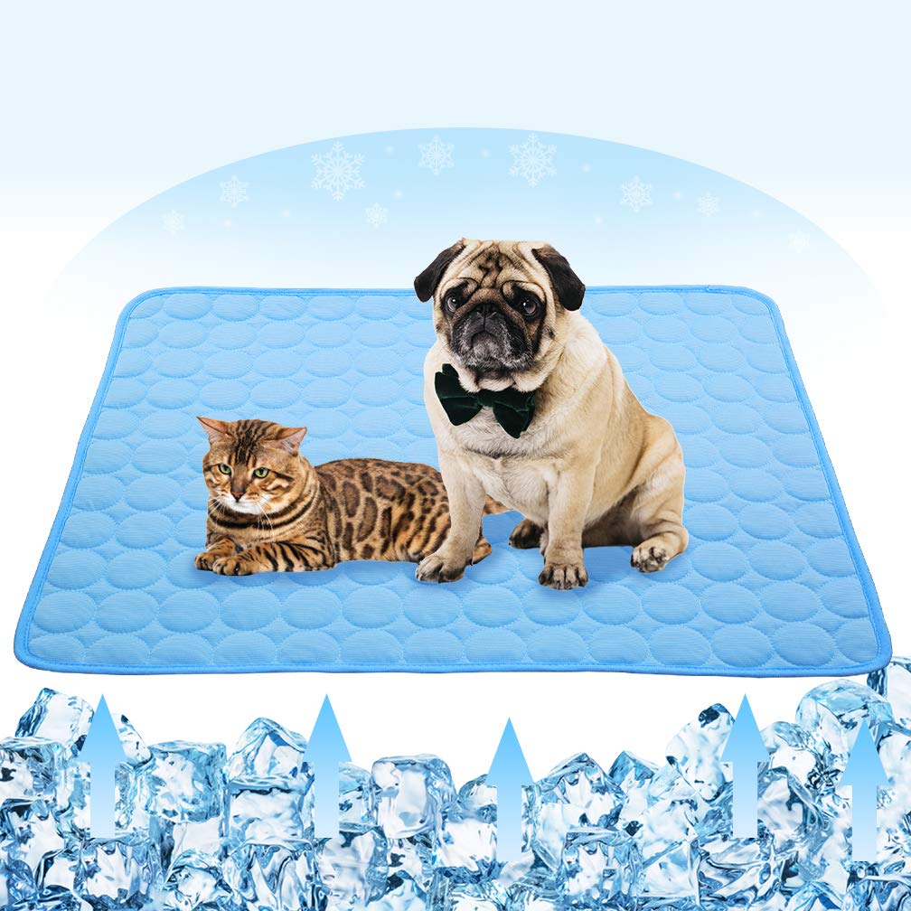 VeMee ChillPad for Pets: Ice Silk Cooling Mat 28x22 in Blue