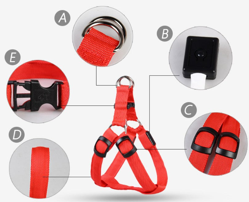 LED Glowing Dog Harness & Leash Set