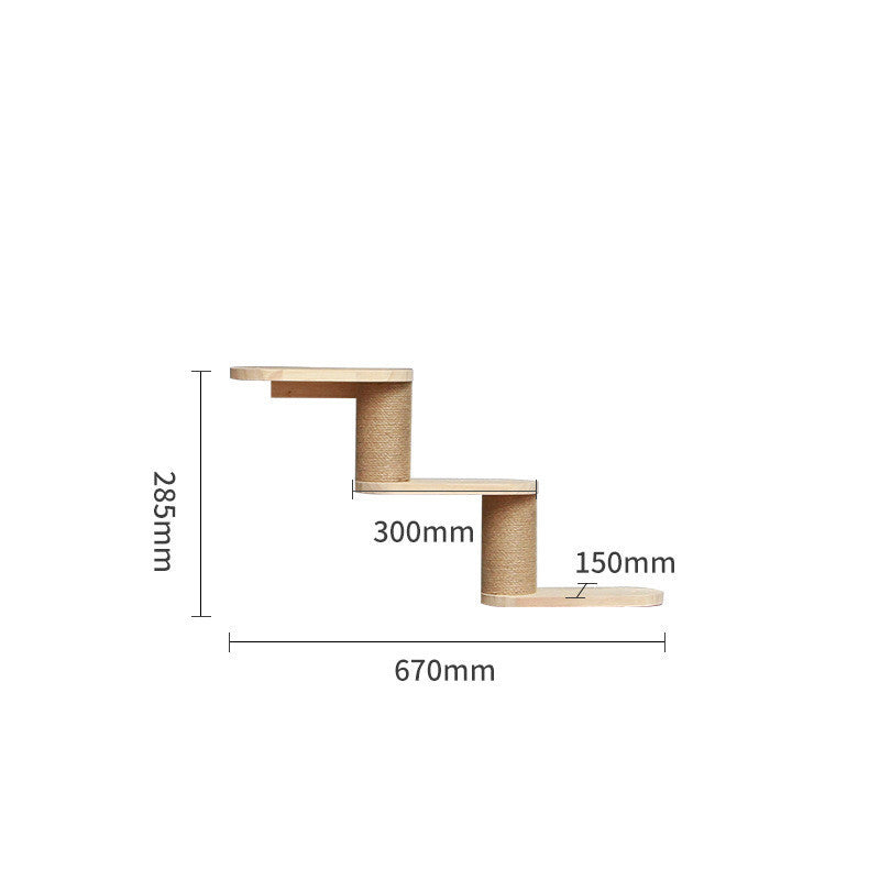 Solid Wood Wall-Mounted Cat Climbing Shelf
