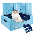 3-Pack Travel Cat Litter Box Kit with Scoop 19"x14"x6"