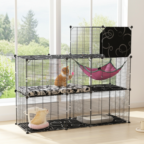 3-Tier Cat Cage Playpen with Hammock & Ladder