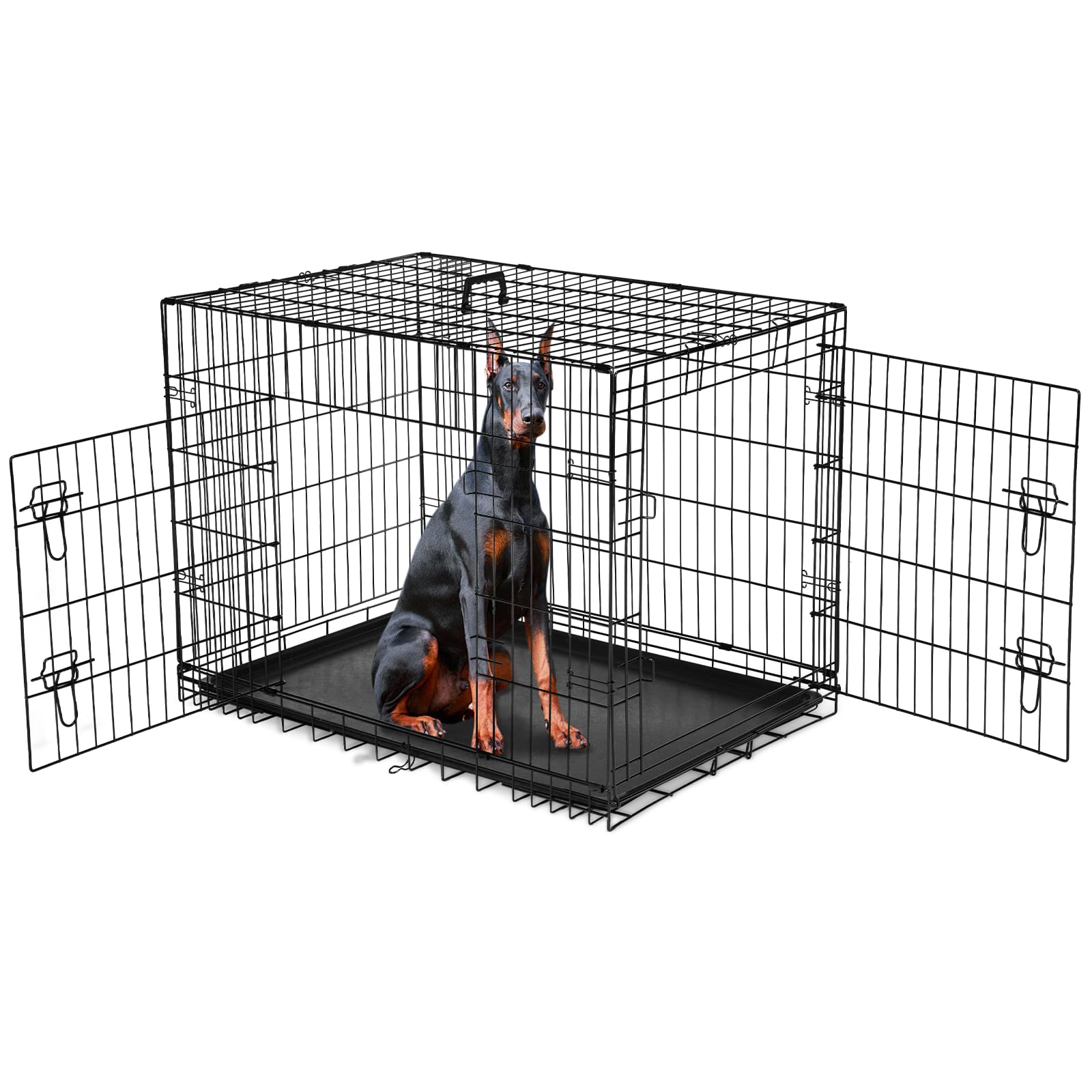 42 Inch Dual-Door Folding Dog Crate