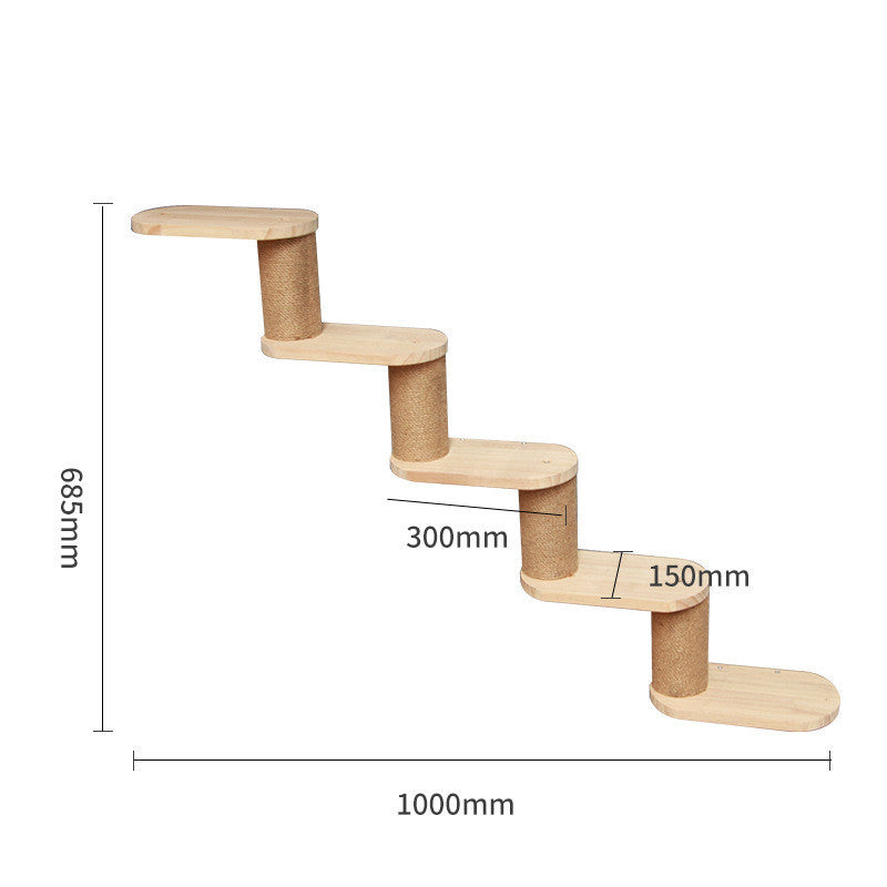 Solid Wood Wall-Mounted Cat Climbing Shelf