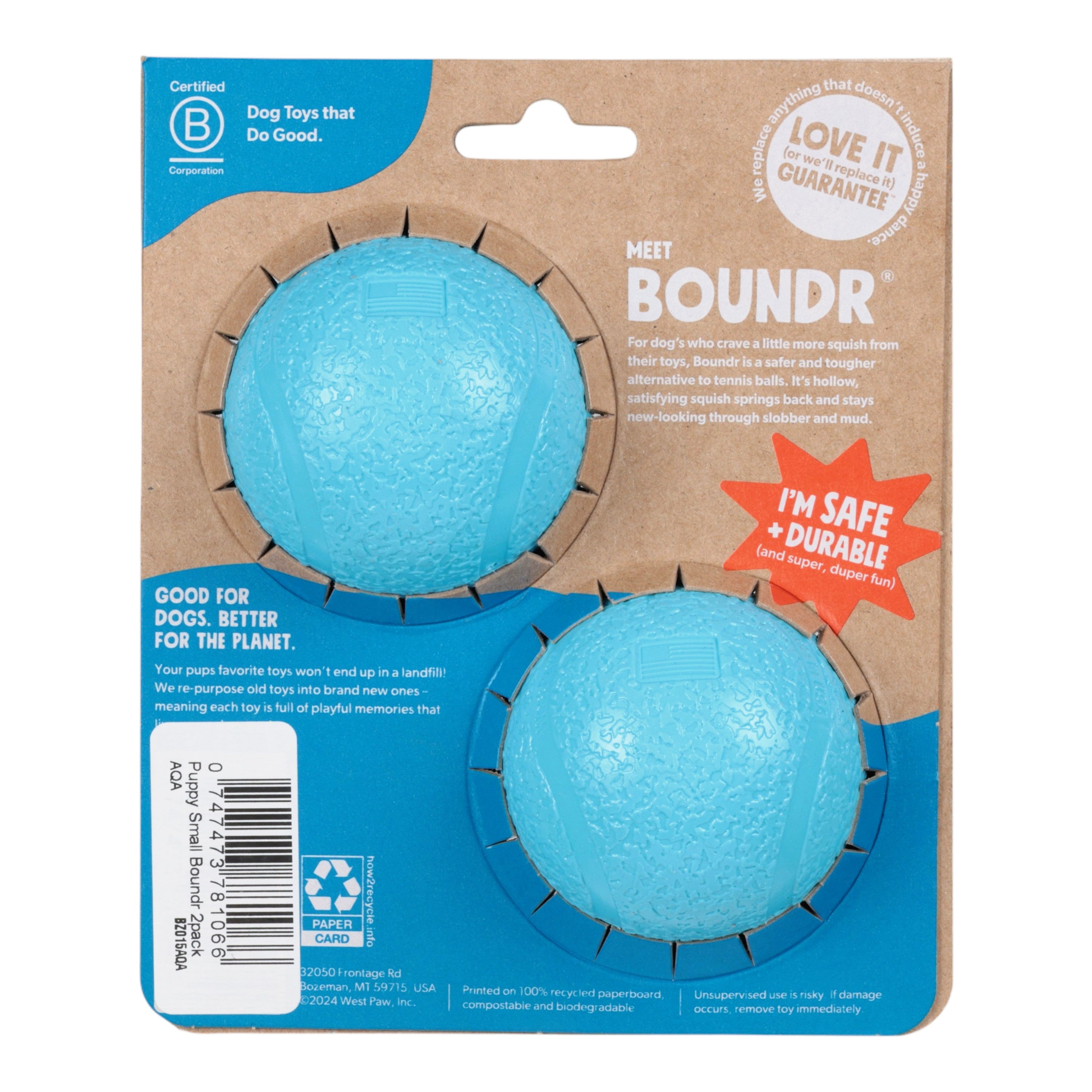 Boundr Fetch Ball Dog Toy - Small 2-Pack Aqua