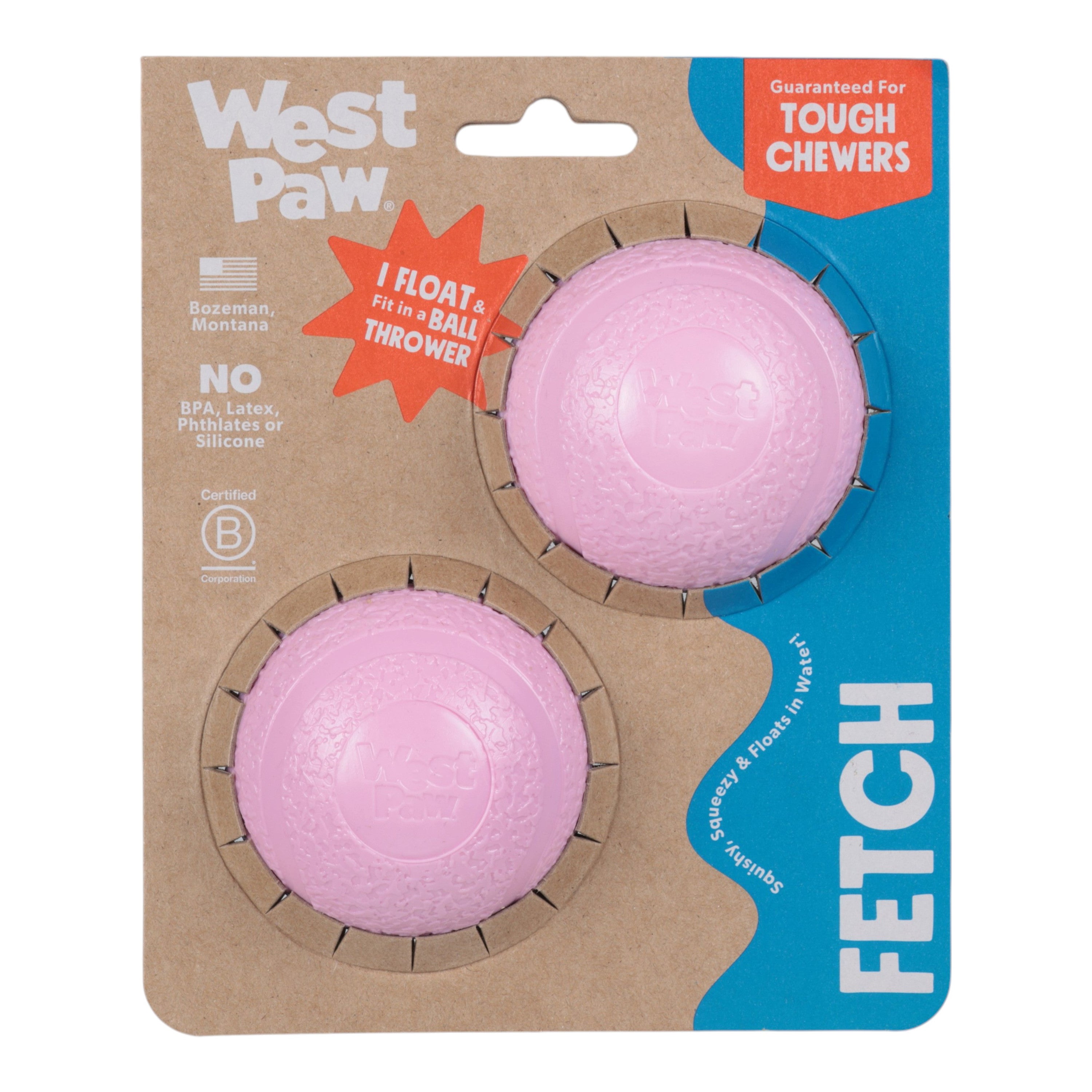 Boundr Fetch Ball Dog Toy - Small 2-Pack Bubblegum