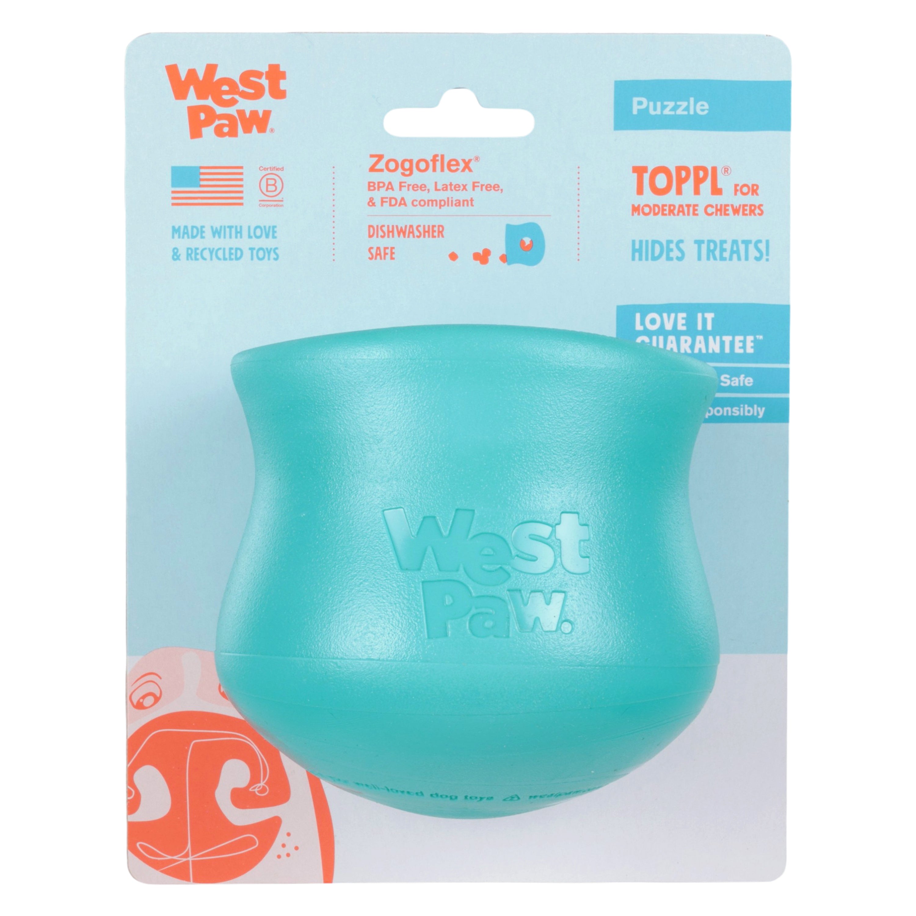 Toppl Treat Dispensing Dog Toy - Teal