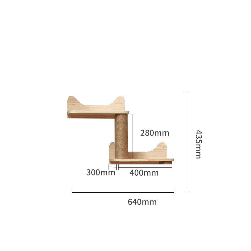 Solid Wood Wall-Mounted Cat Climbing Shelf