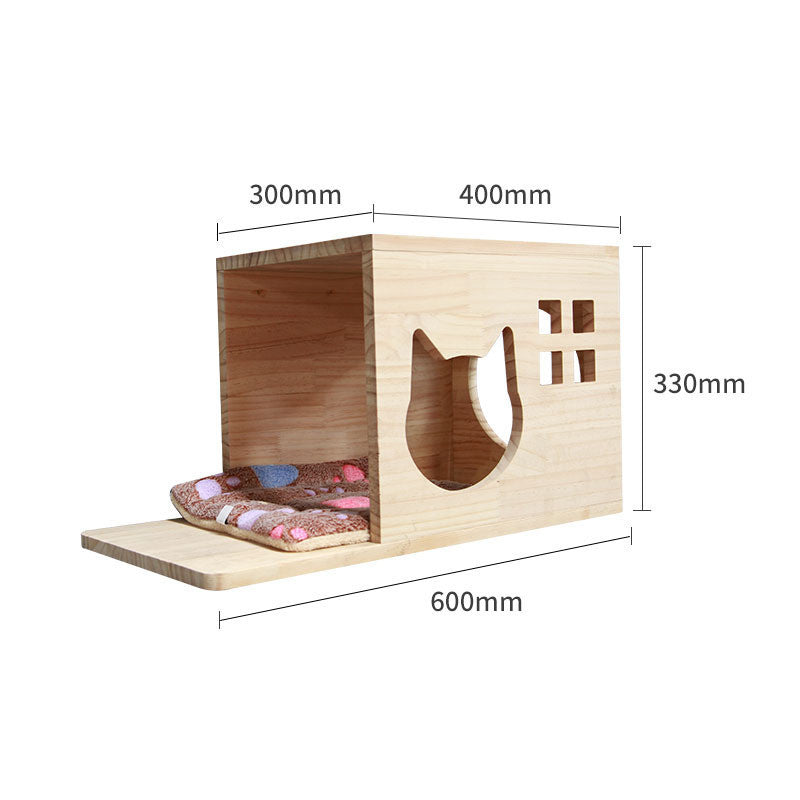 Solid Wood Wall-Mounted Cat Climbing Shelf