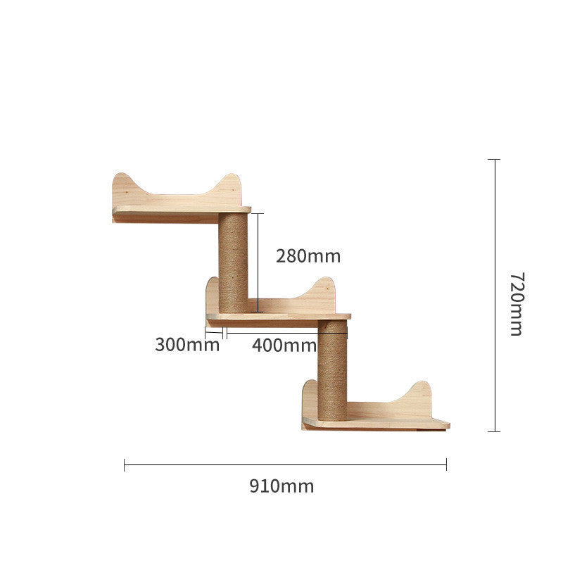 Solid Wood Wall-Mounted Cat Climbing Shelf
