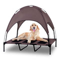 Elevated Outdoor Dog Bed with Canopy - Brown