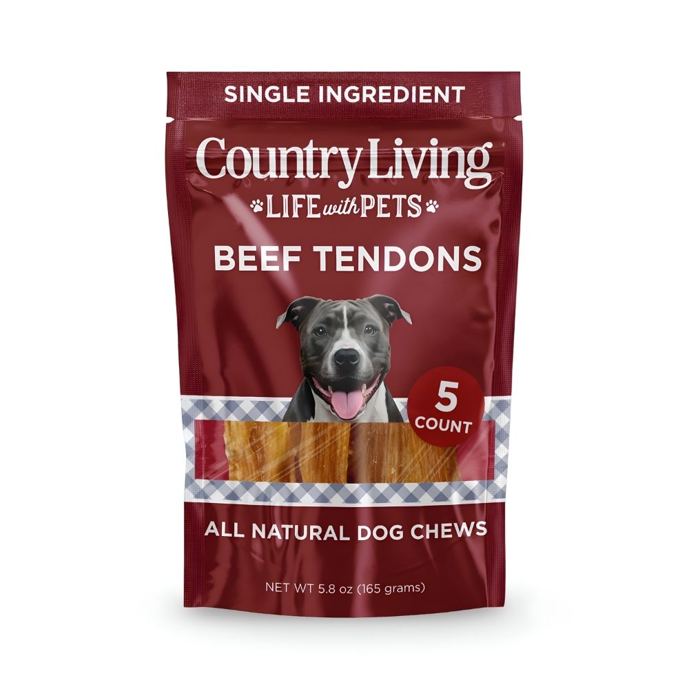Country Living Beef Backstrap Tendon Dog Chews – 4"-7" (5-Pack)