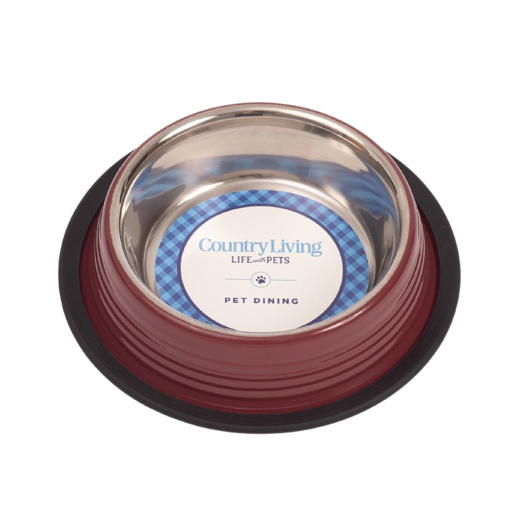 Country Living Non-Slip Pet Bowls – Merlot Red