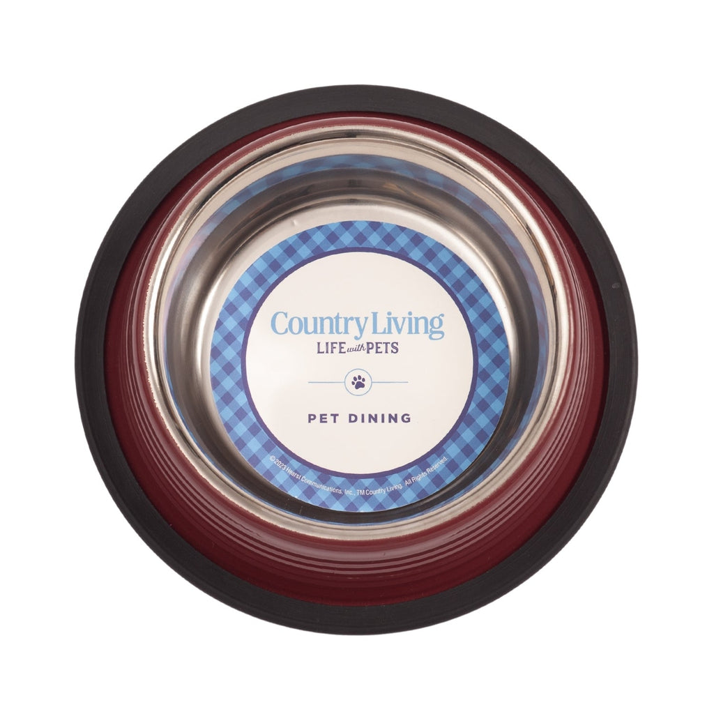 Country Living Non-Slip Pet Bowls – Merlot Red
