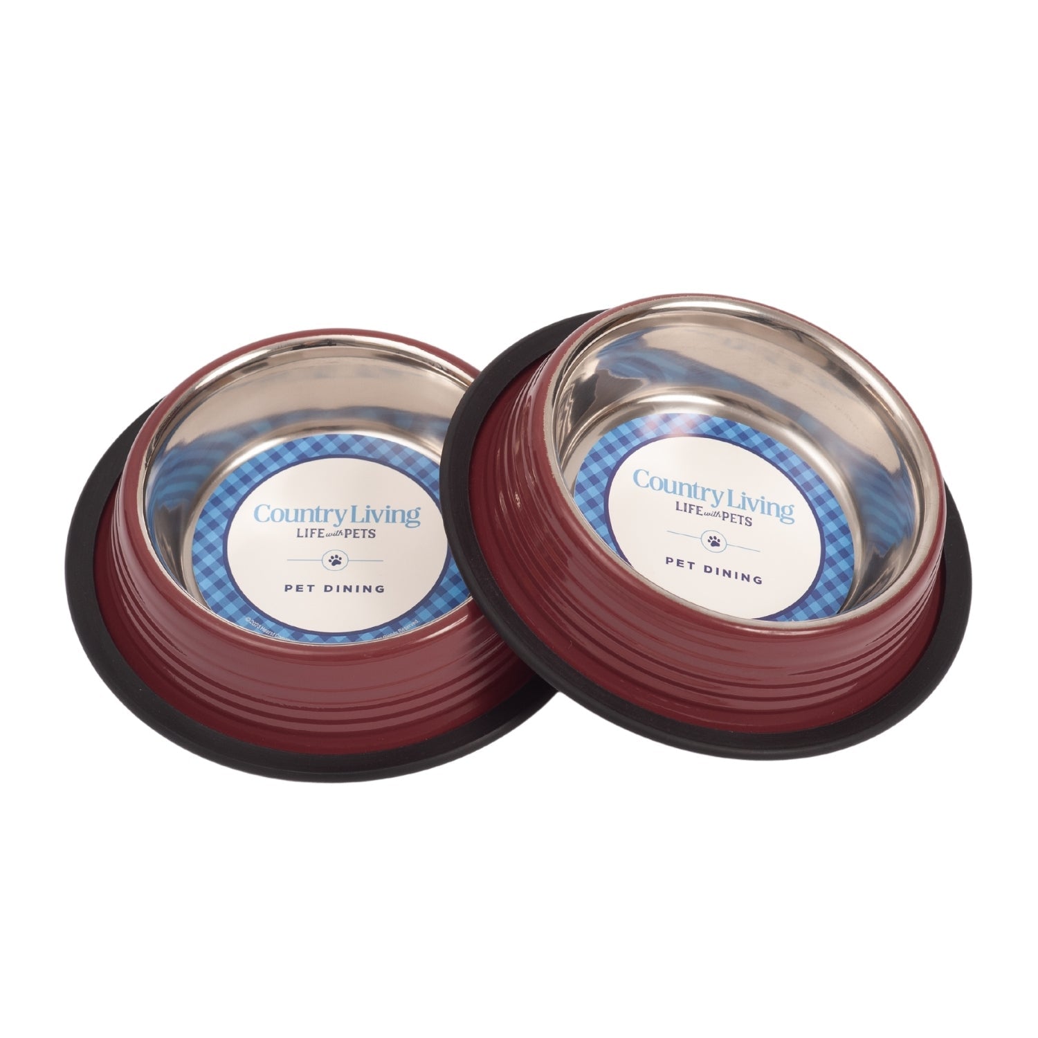Country Living Non-Slip Pet Bowls – Merlot Red