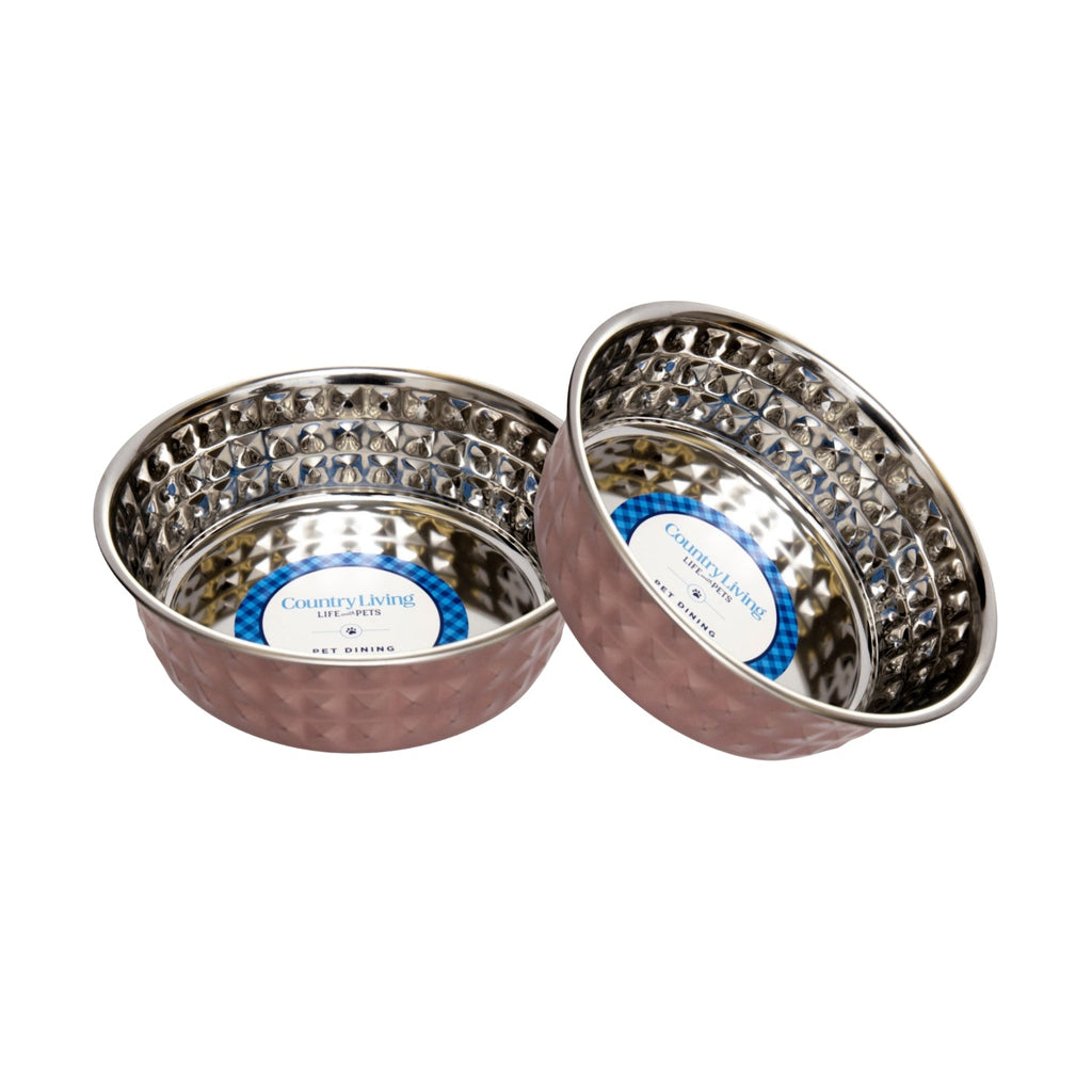 Country Living Hammered Dog Bowls – Rose Quartz XL