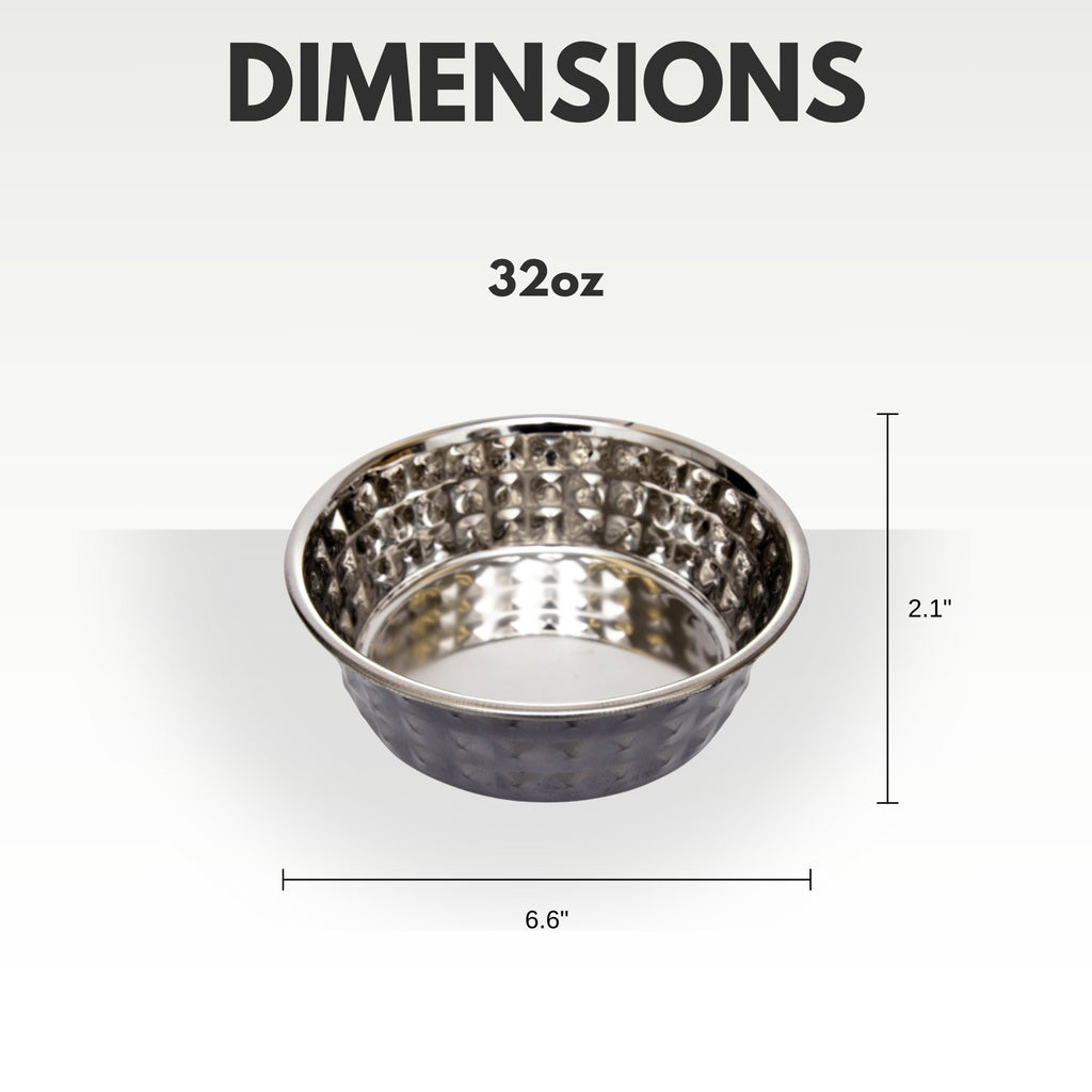 Country Living Set of 2 Hammered Stainless Steel Dog Bowls – Black Pearl