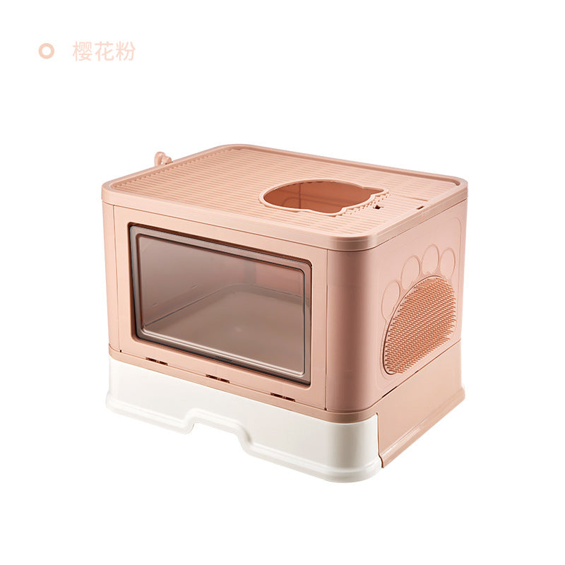 Foldable Drawer Cat Litter Box - Large Enclosed Design