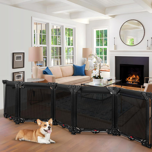 100" Expandable Mesh Dog Gate with Strong Suction Cups