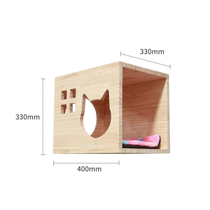 Solid Wood Wall-Mounted Cat Climbing Shelf