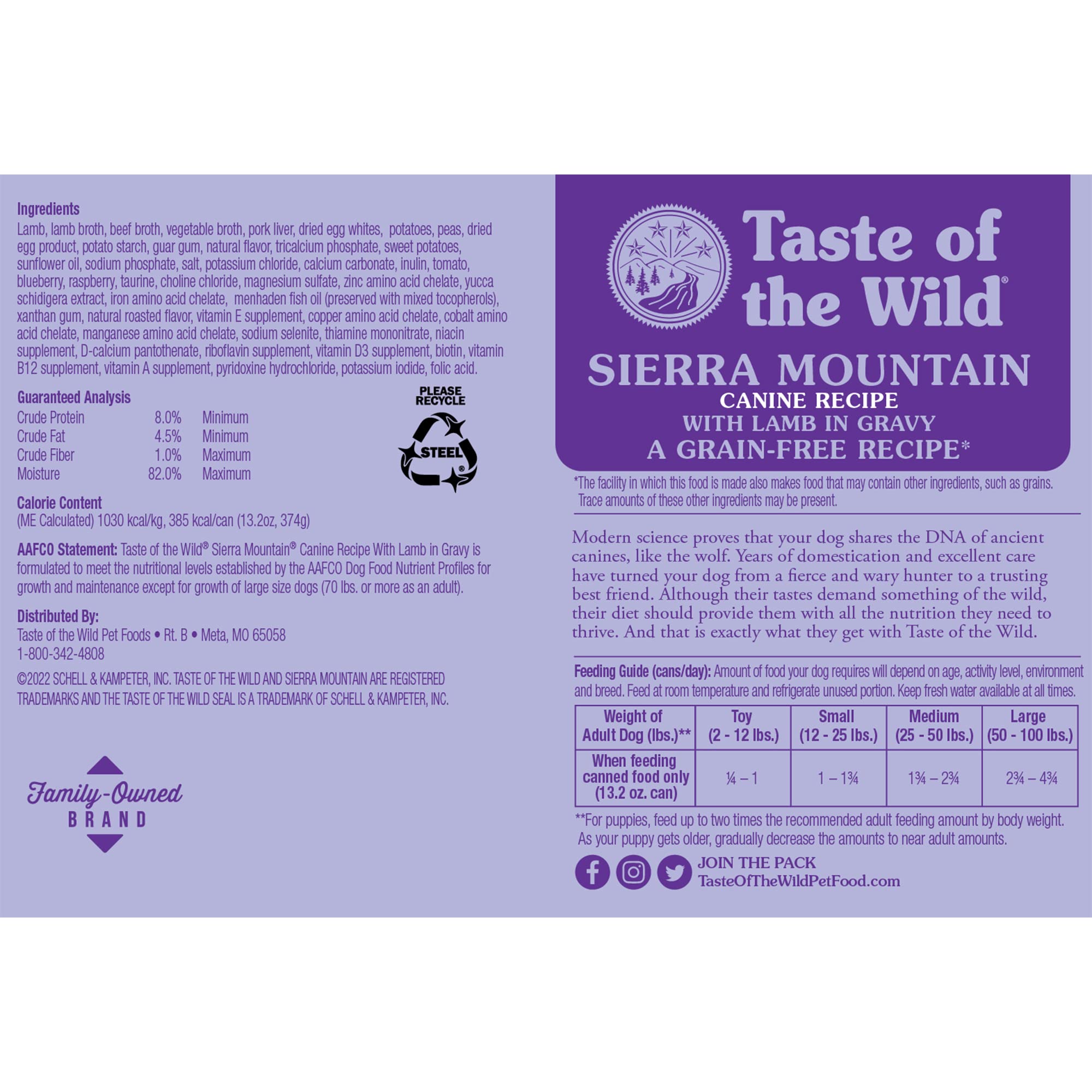 Taste of the Wild Sierra Mountain Dog Food 13.2oz