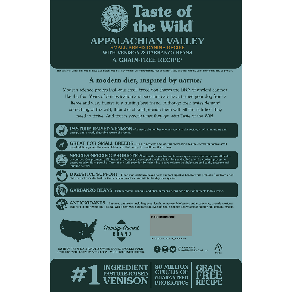 Taste of the Wild Venison & Garbanzo Small Breed Food