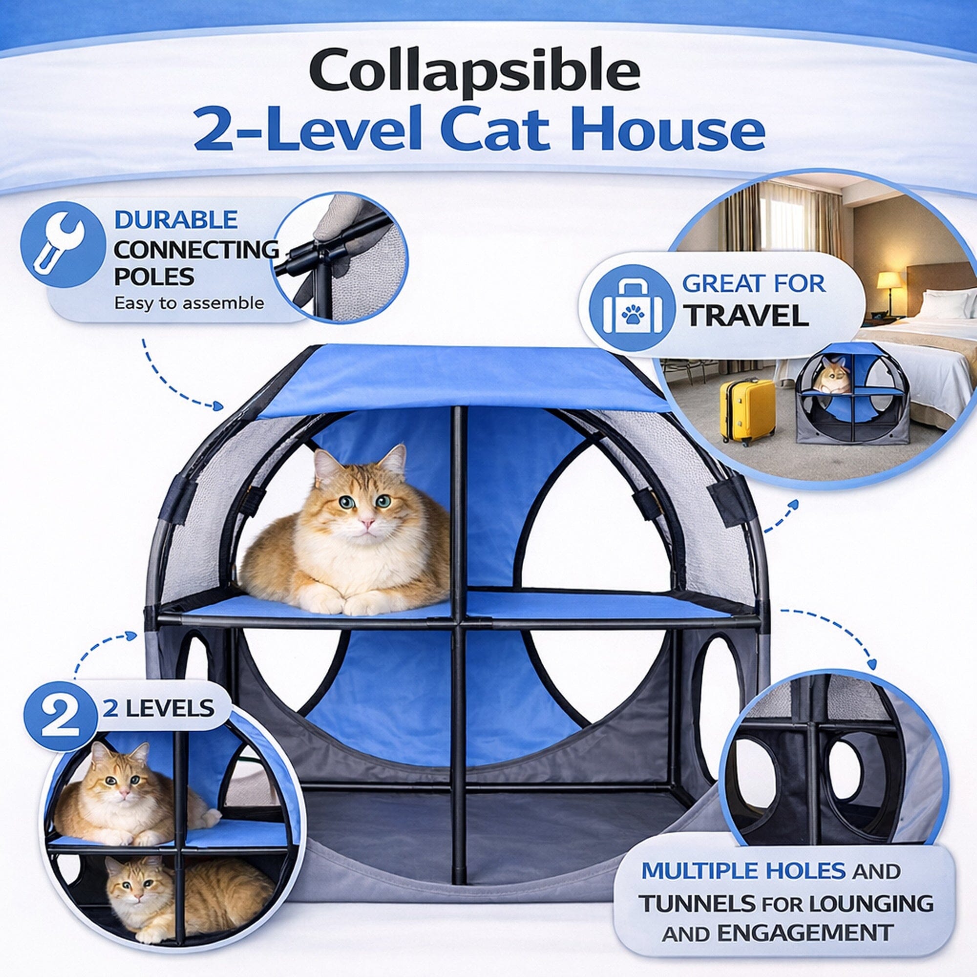 Kitty-Play Collapsible Cat Tree Maze Tunnel